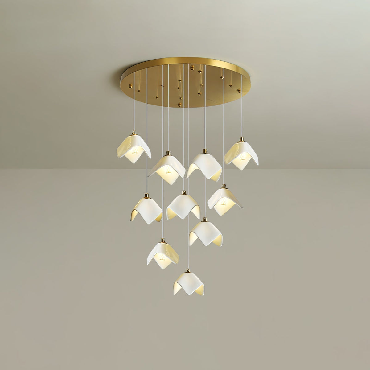 Cithayra Geometric Glass Brass Chandelier