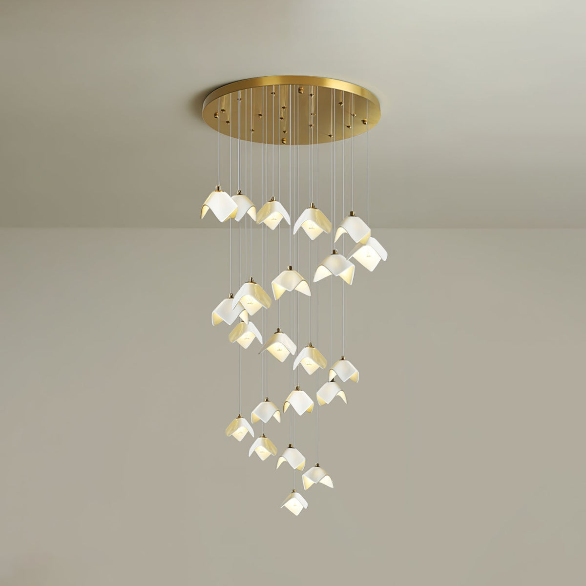 Cithayra Geometric Glass Brass Chandelier