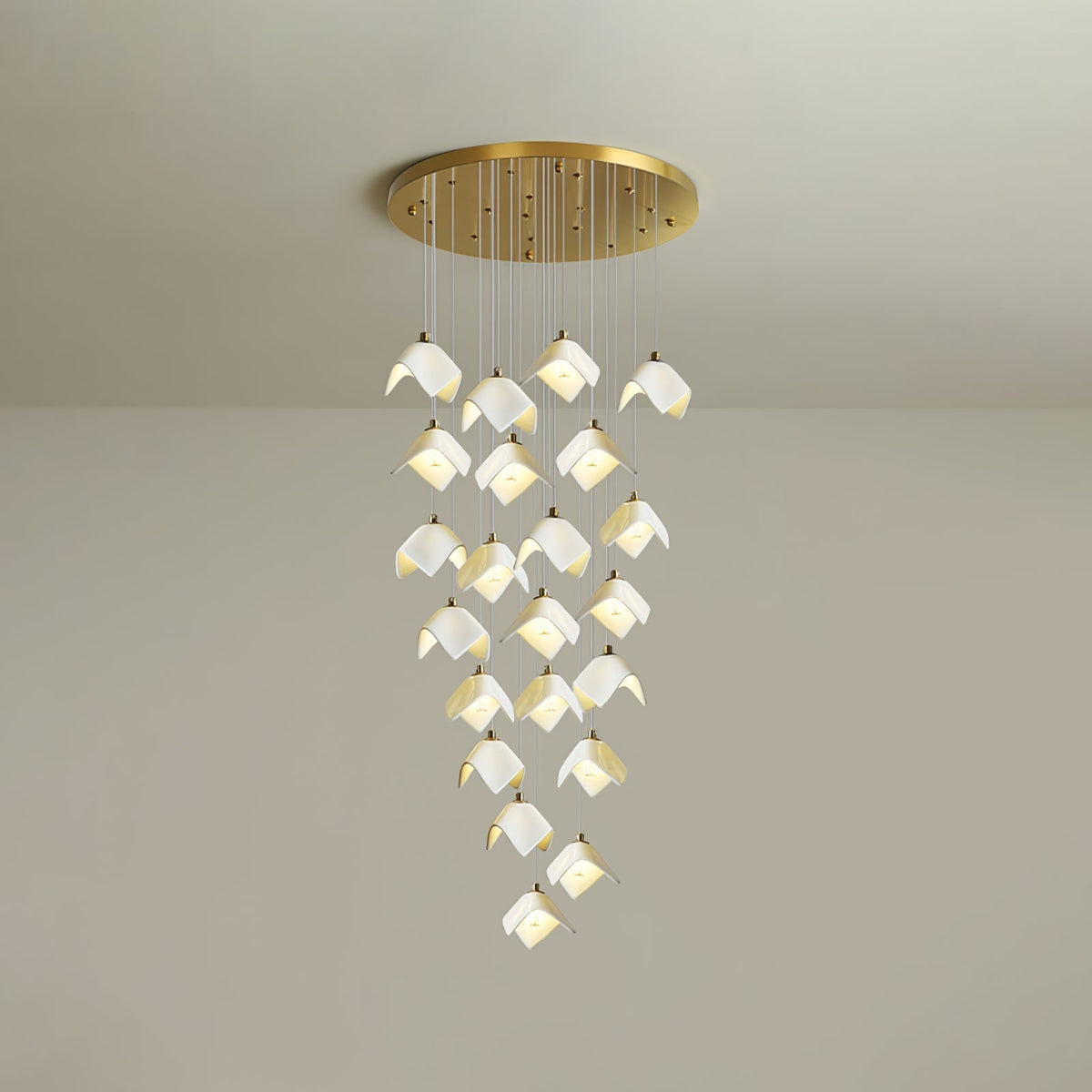 Cithayra Geometric Glass Brass Chandelier