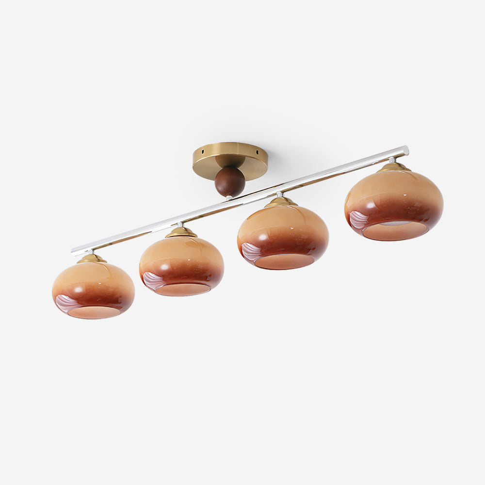 Aubrelle 4-Light Amber Glass Globe Ceiling Fixture - Neutral Decor