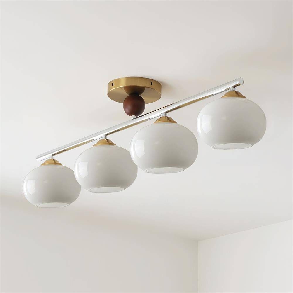 Aubrelle 4-Light Amber Glass Globe Ceiling Fixture - Neutral Decor