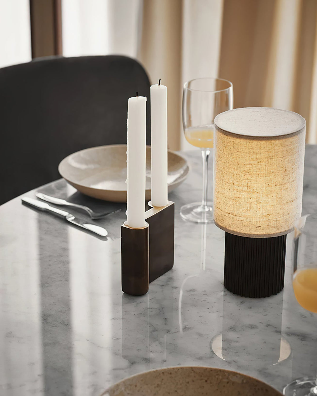Ripples Wood & Fabric Table Lamp