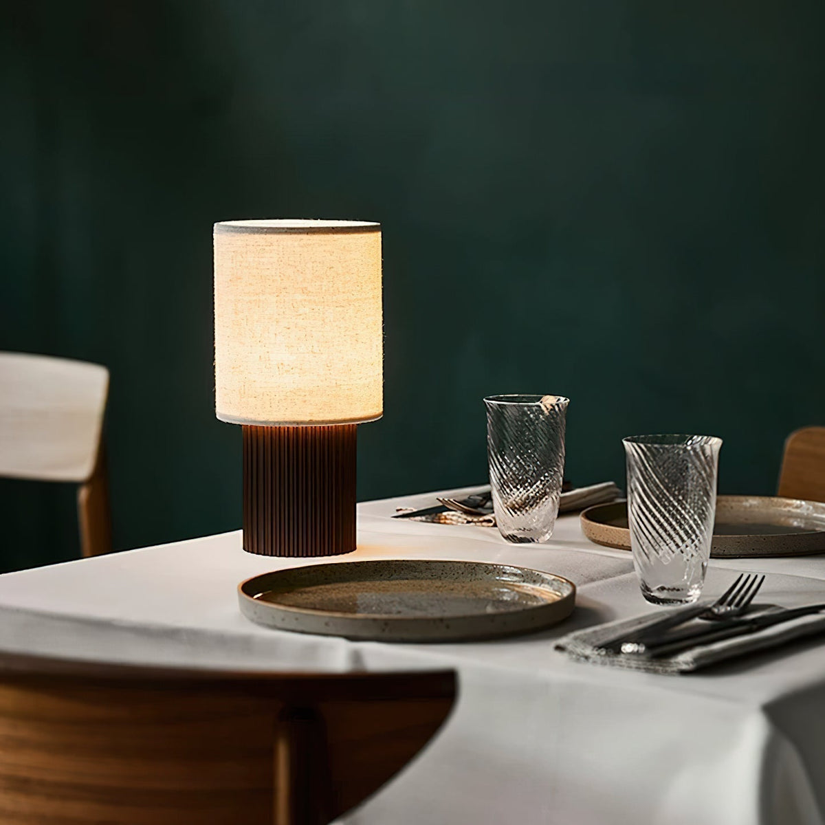 Ripples Wood & Fabric Table Lamp
