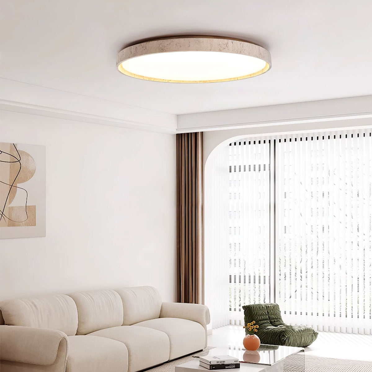 Kathy Travertine Round Ceiling Light