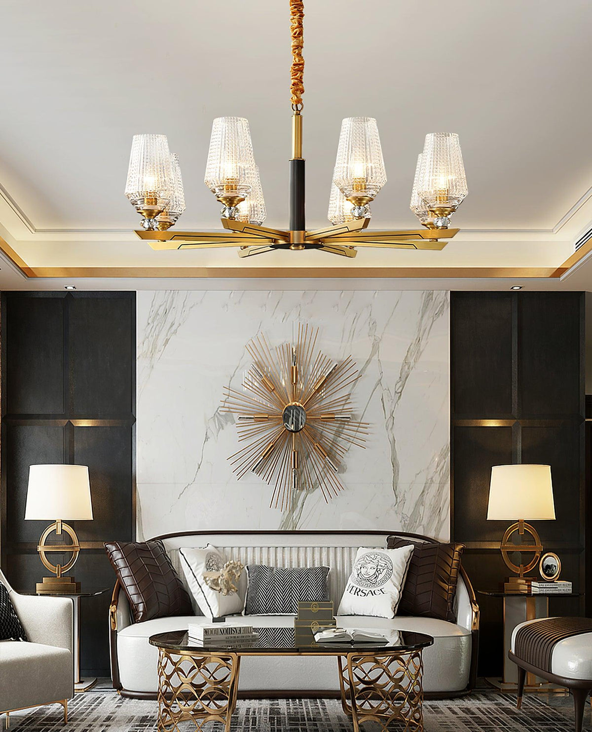 Astra Luxury Hexa Brass Chandelier