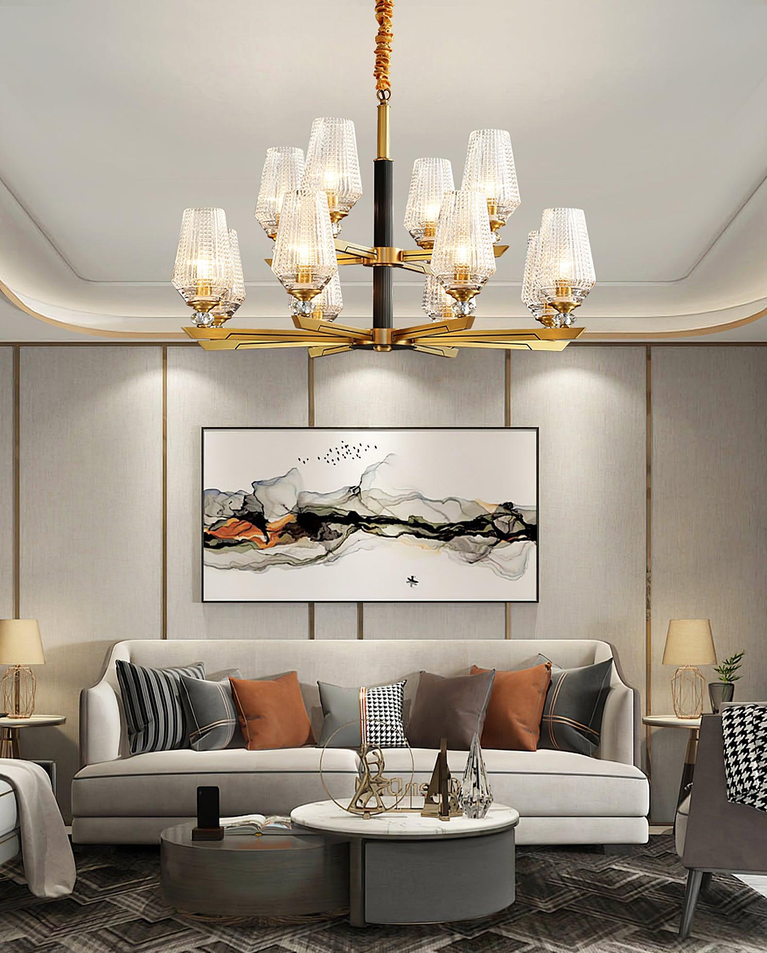 Astra Luxury Hexa Brass Chandelier