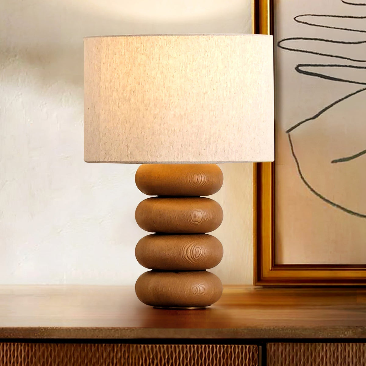 Lild Wood Fabric Table Lamp