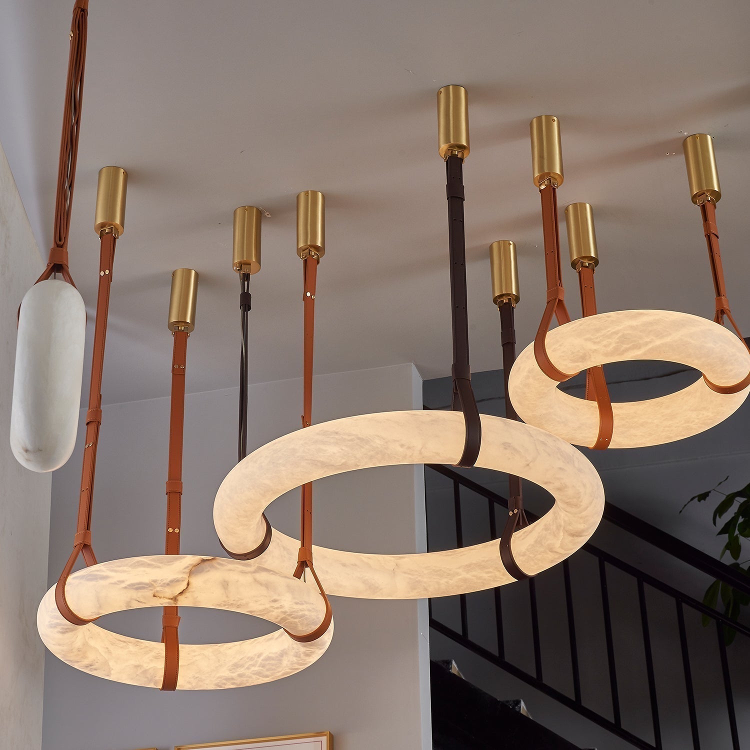 Tarys Alabaster Chandeliers Ring Leather Strap Version B