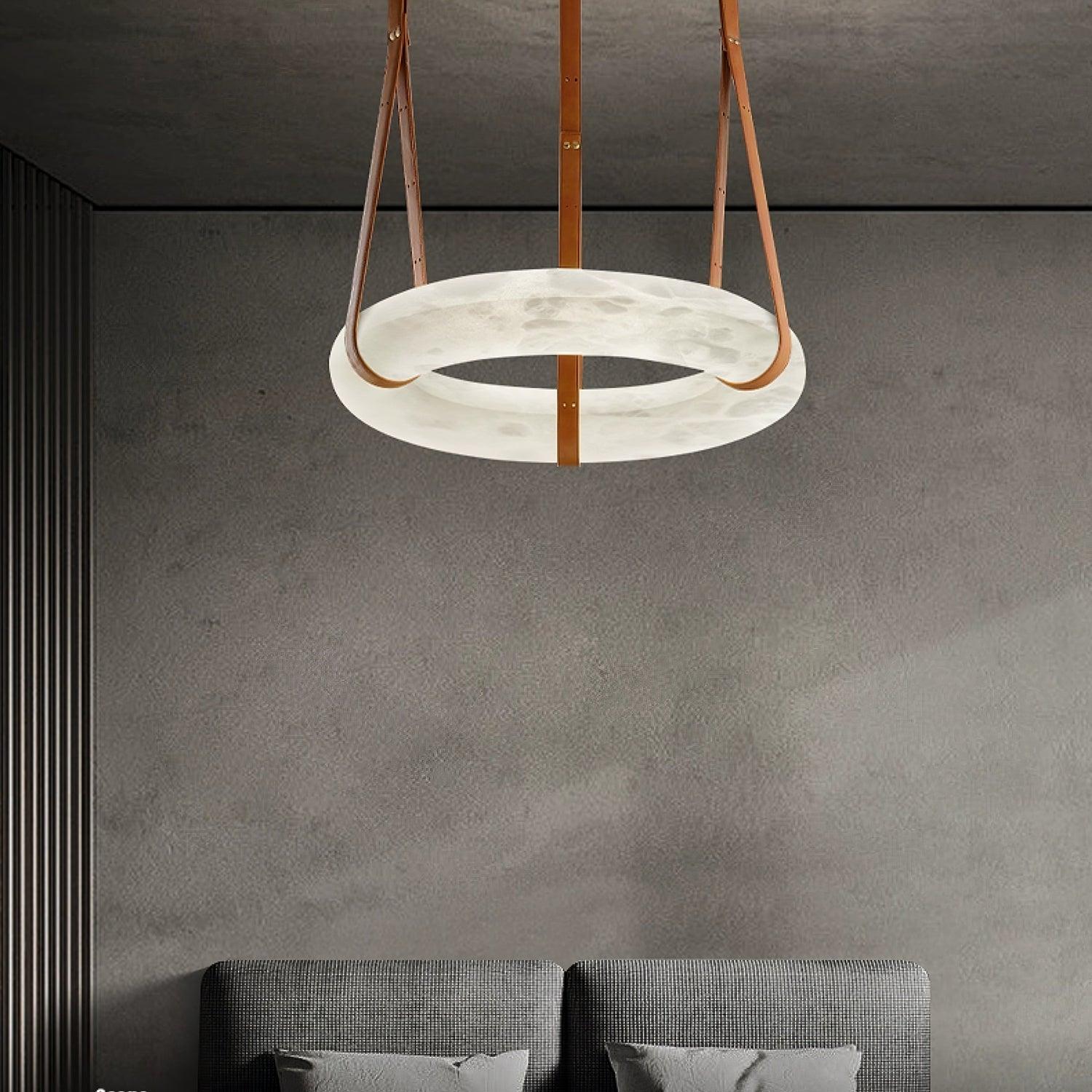 Lixor Alabaster Chandeliers Ring Leather Strap Version A