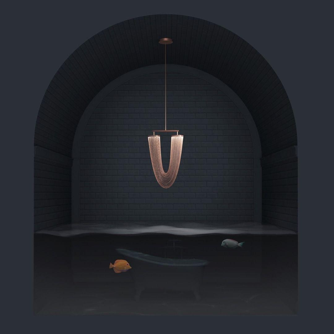 Apsht Pendant Light Copper Chain Sculptural Modern