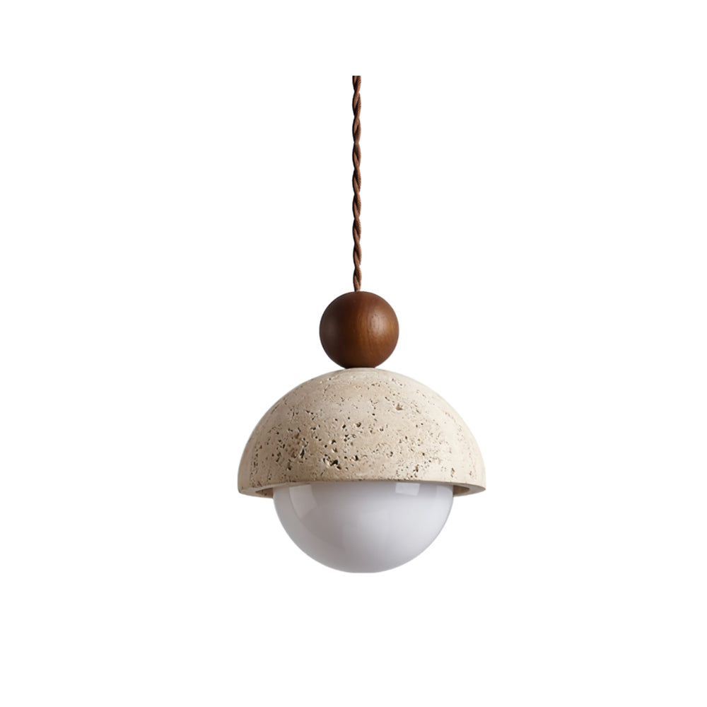Vaire Pendant Light Travertine Dome Glass - Neutral Decor