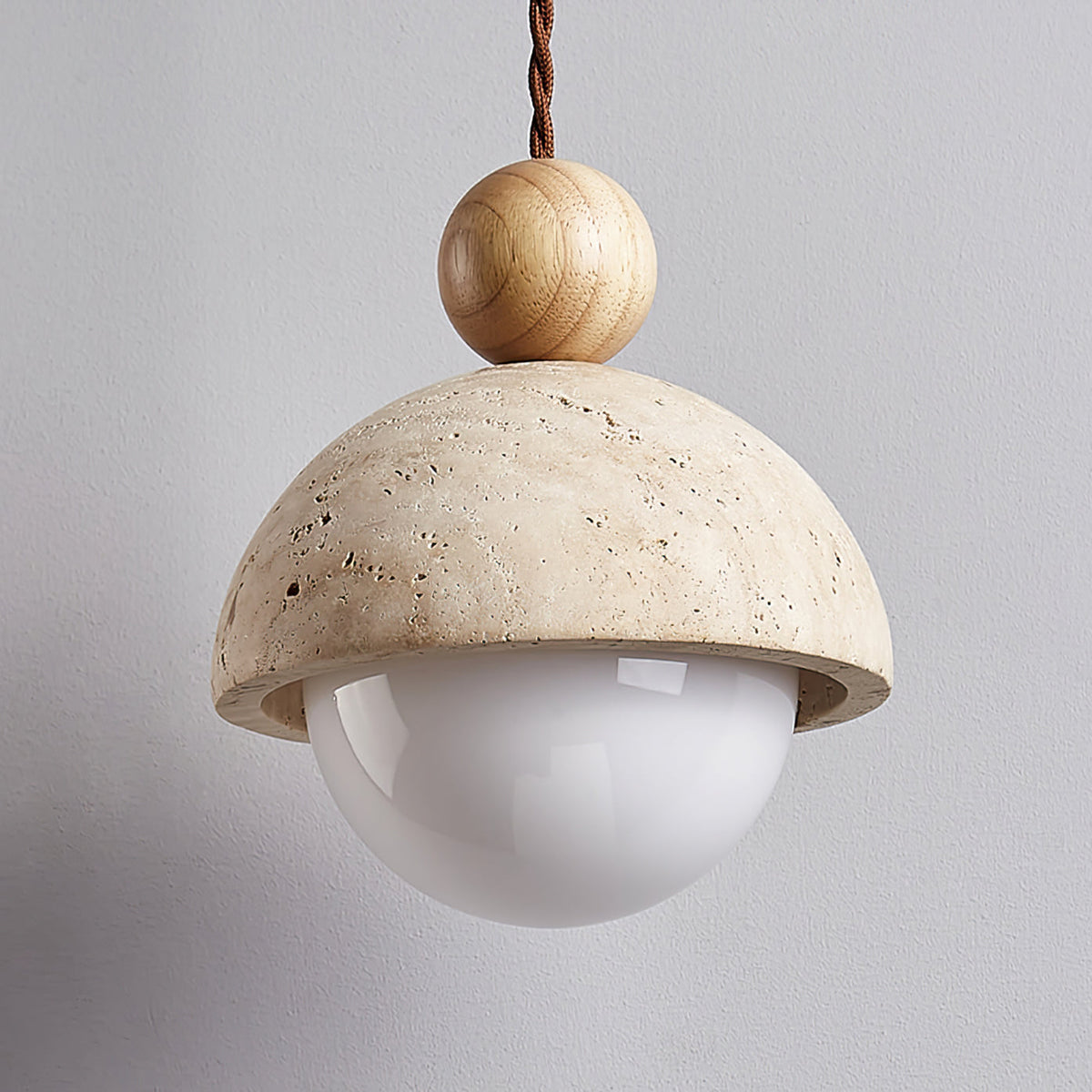 Vaire Pendant Light Travertine Dome Glass - Neutral Decor