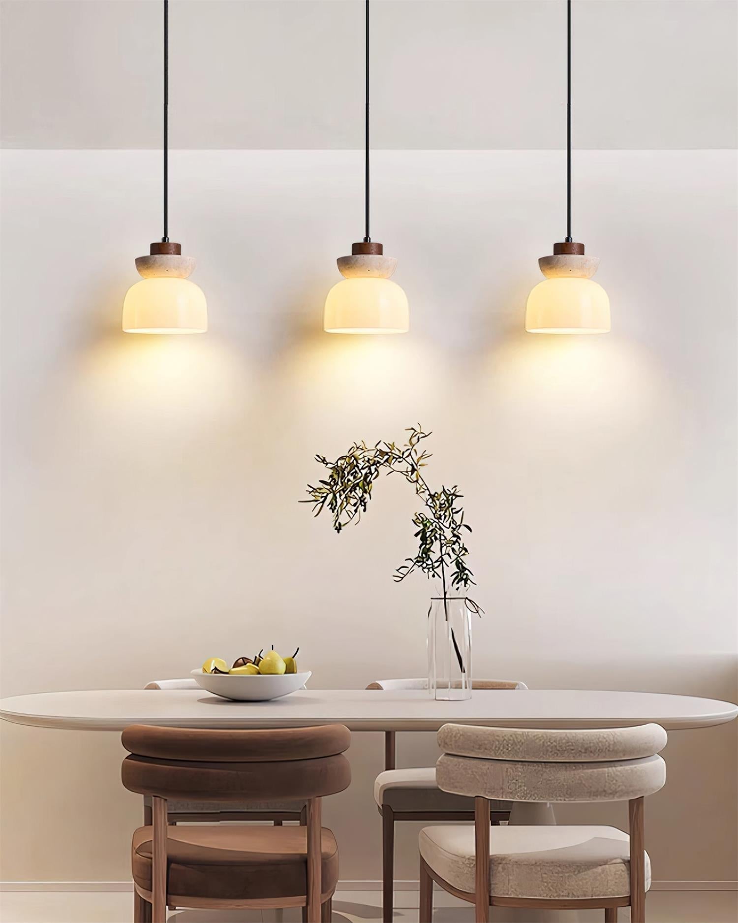 Ritta Travertine Dome Glass Pendant Light - Neutral Decor