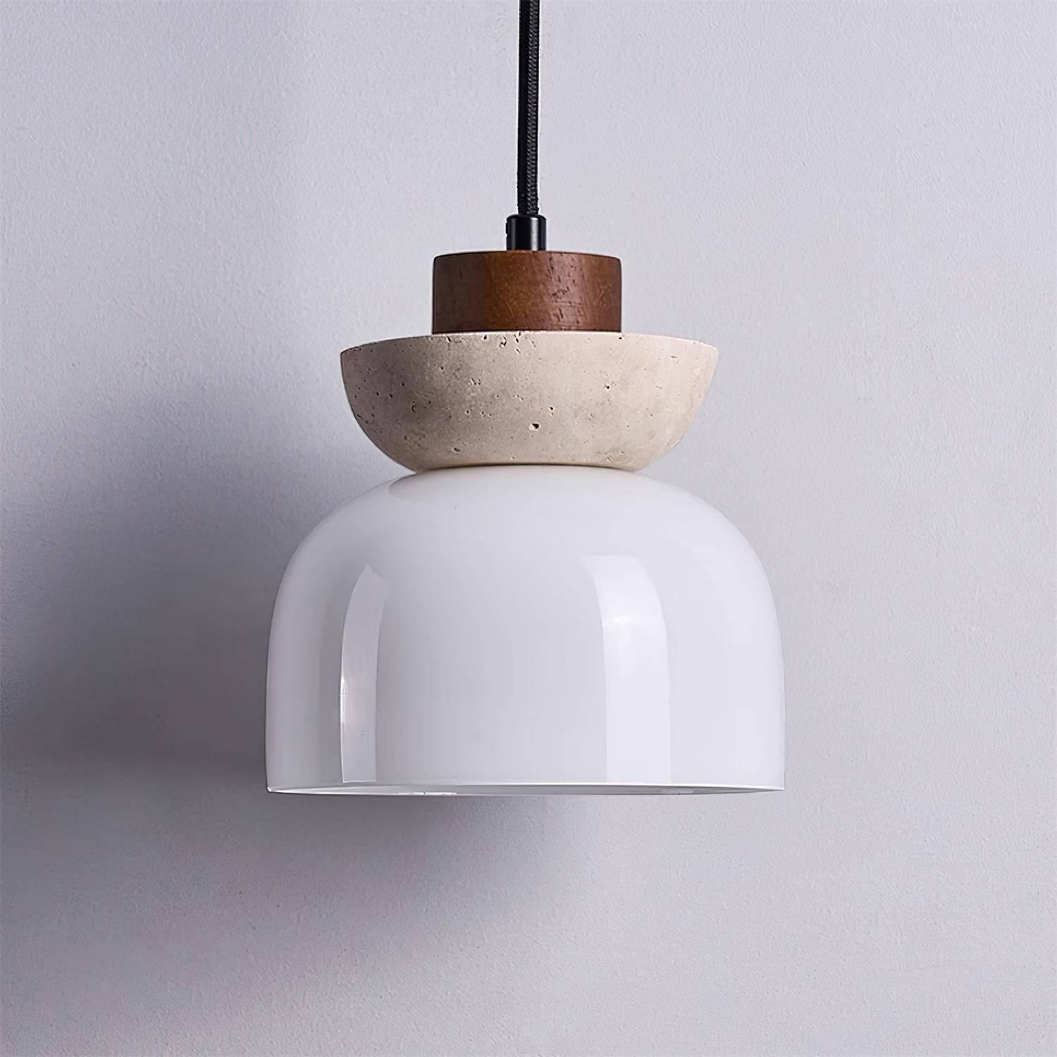 Ritta Travertine Dome Glass Pendant Light - Neutral Decor
