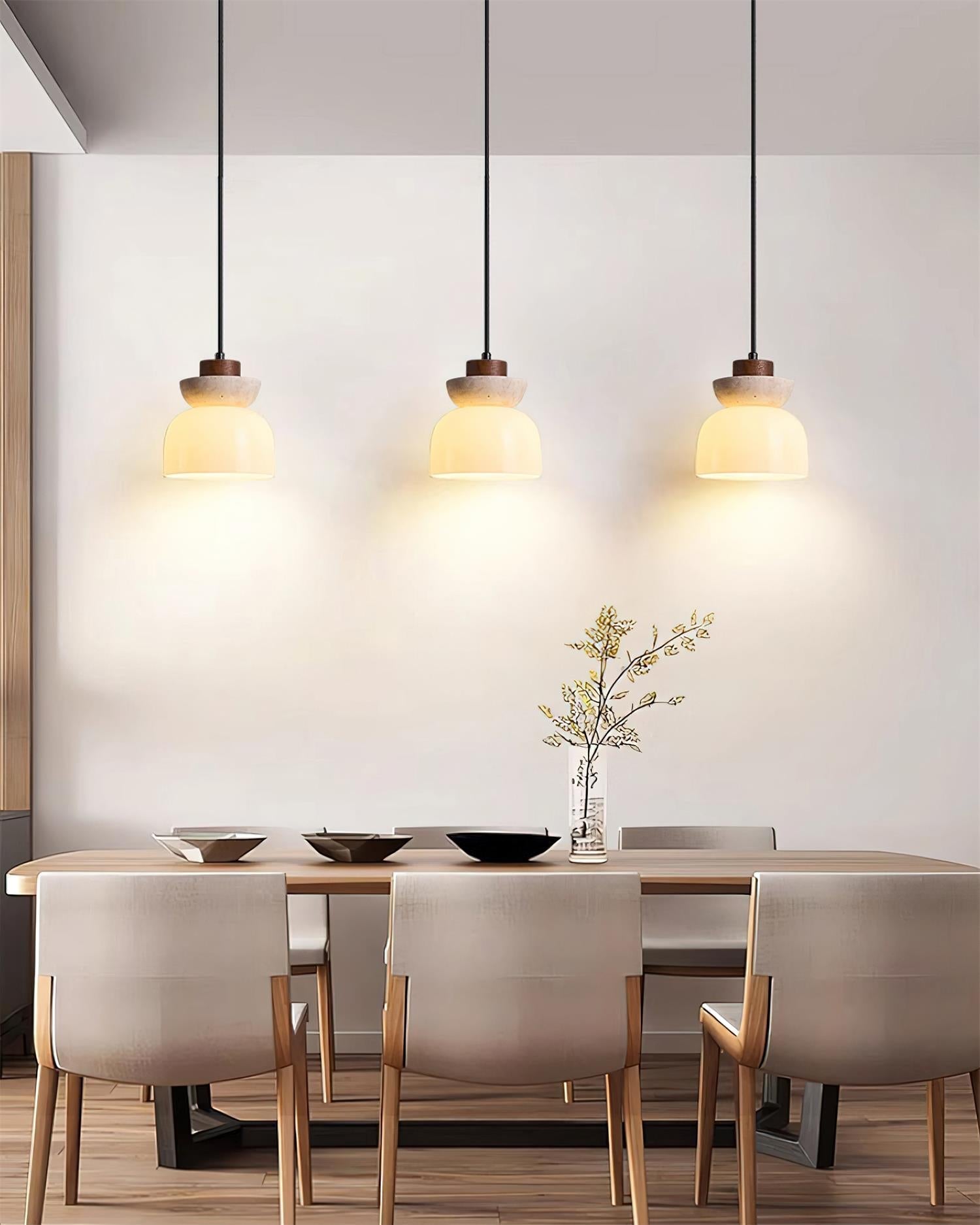 Ritta Travertine Dome Glass Pendant Light - Neutral Decor