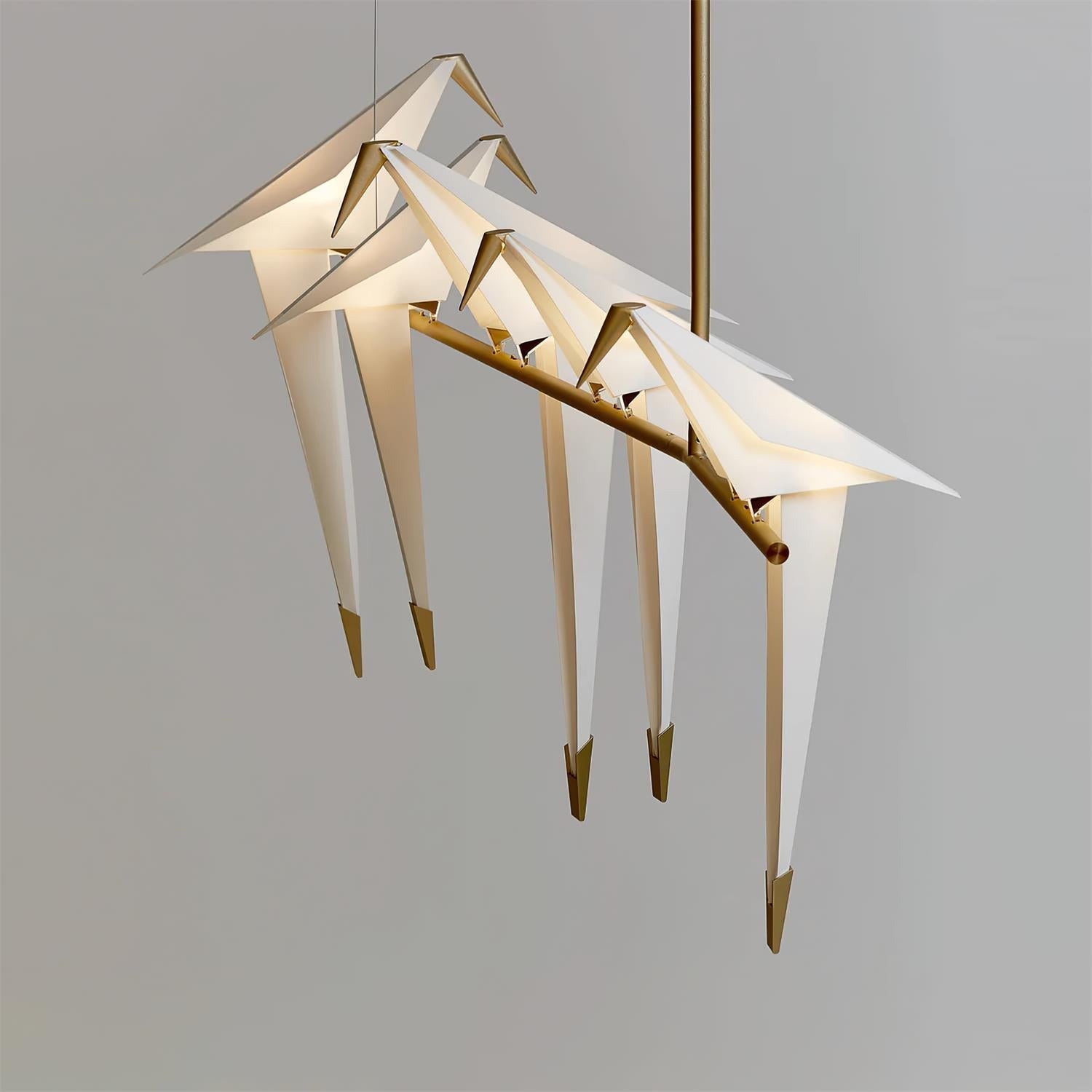 Lunuian Chandelier Paper Crane Bird Sculptural LED