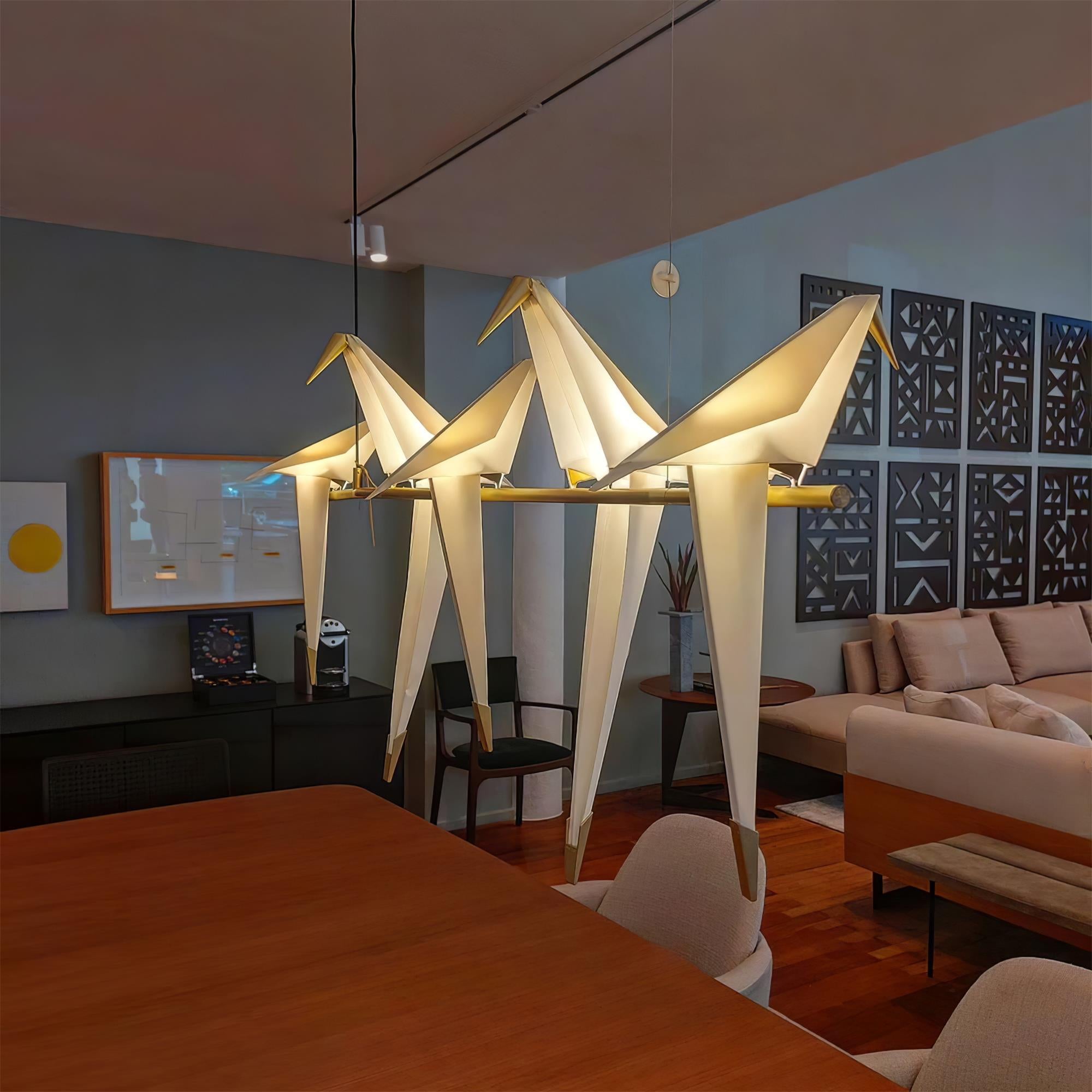 Lunuian Chandelier Paper Crane Bird Sculptural LED