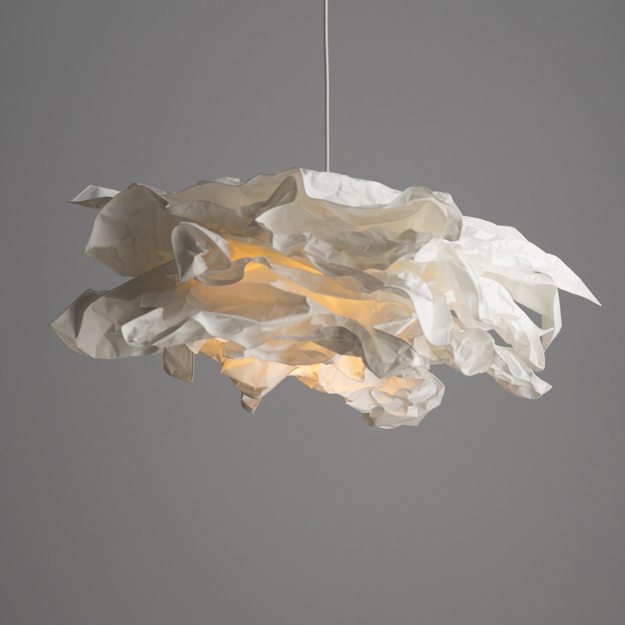 Paper Plug-In Pendant Lamp Pleated Origami Form - Neutral Decor