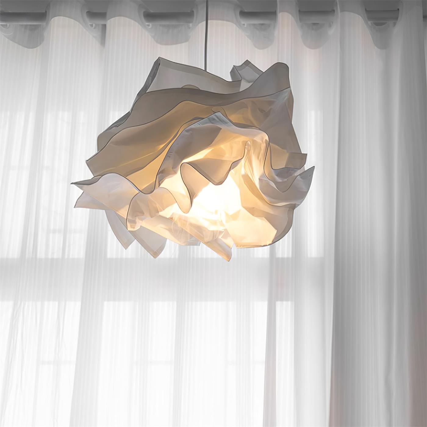 Paper Plug-In Pendant Lamp Pleated Origami Form - Neutral Decor
