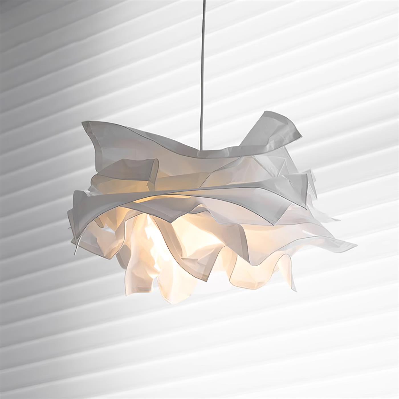 Paper Plug-In Pendant Lamp Pleated Origami Form - Neutral Decor