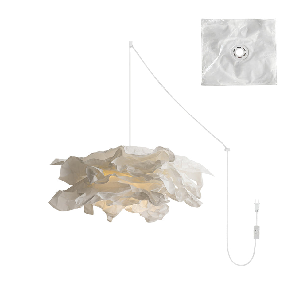 Paper Plug-In Pendant Lamp Pleated Origami Form - Neutral Decor