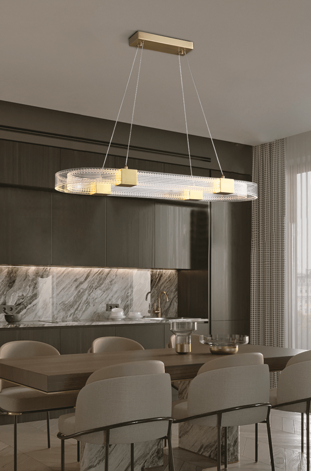 Eurdora Modern Minimalist Ring LED Chandelier - Neutral Decor