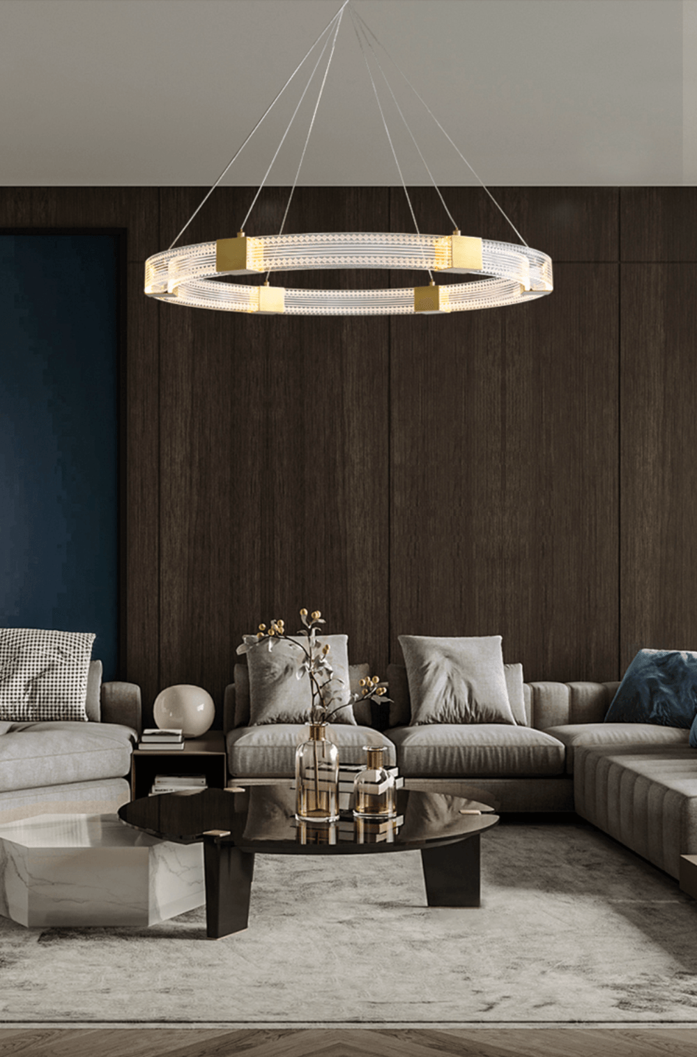 Eurdora Modern Minimalist Ring LED Chandelier - Neutral Decor
