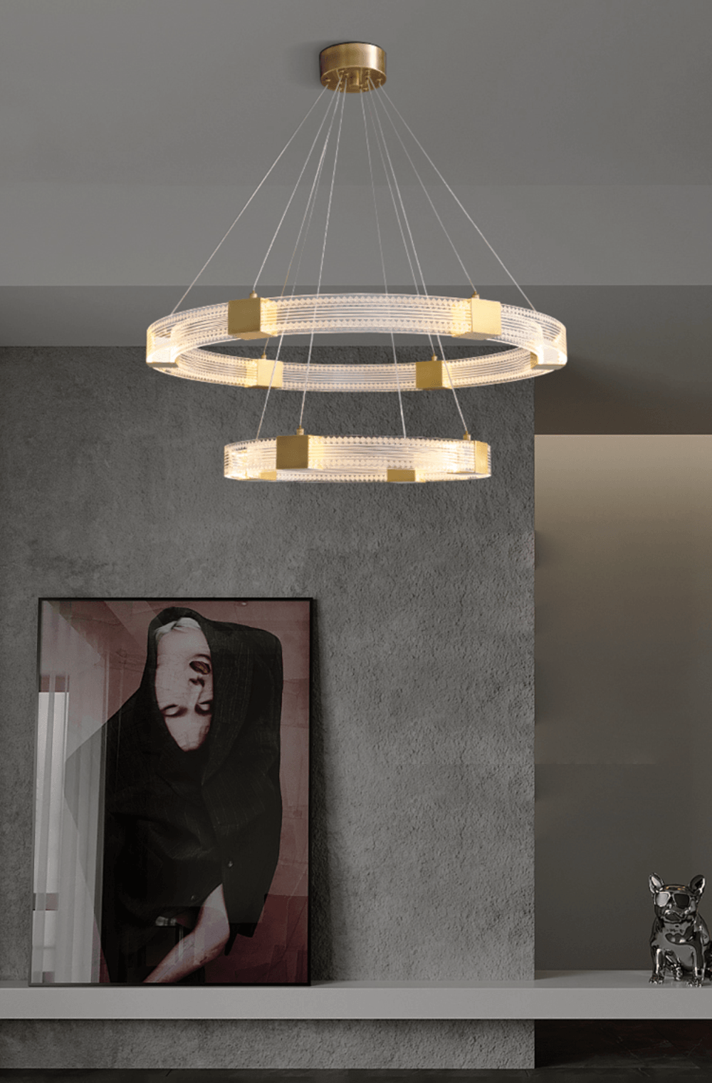 Eurdora Modern Minimalist Ring LED Chandelier - Neutral Decor