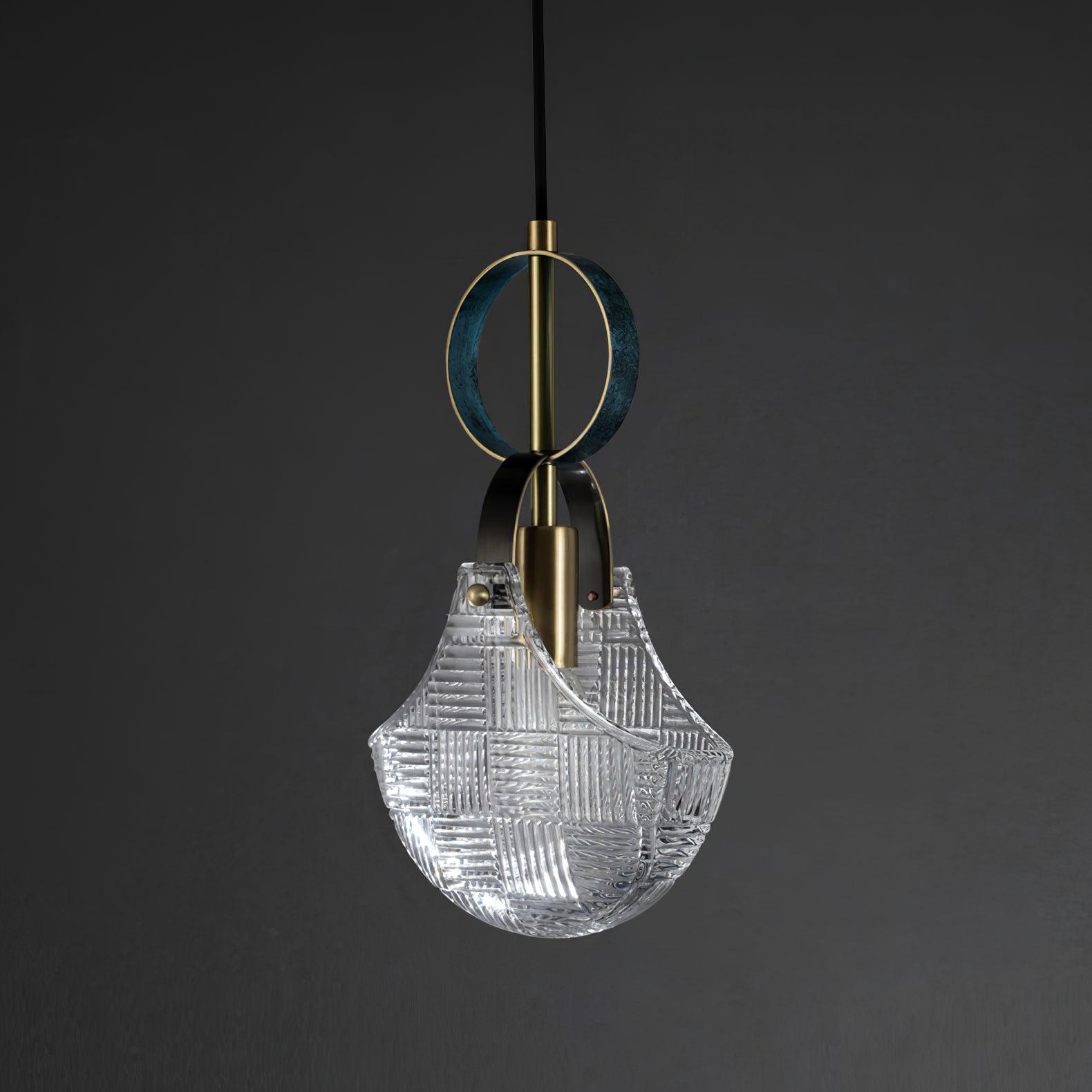 Eirerine Pendant Light Glass Brass Teal