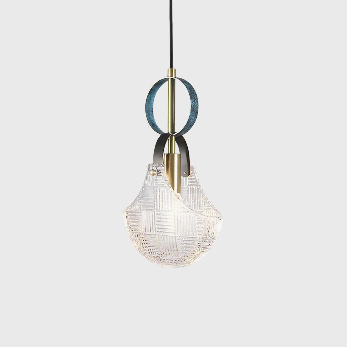 Eirerine Pendant Light Glass Brass Teal