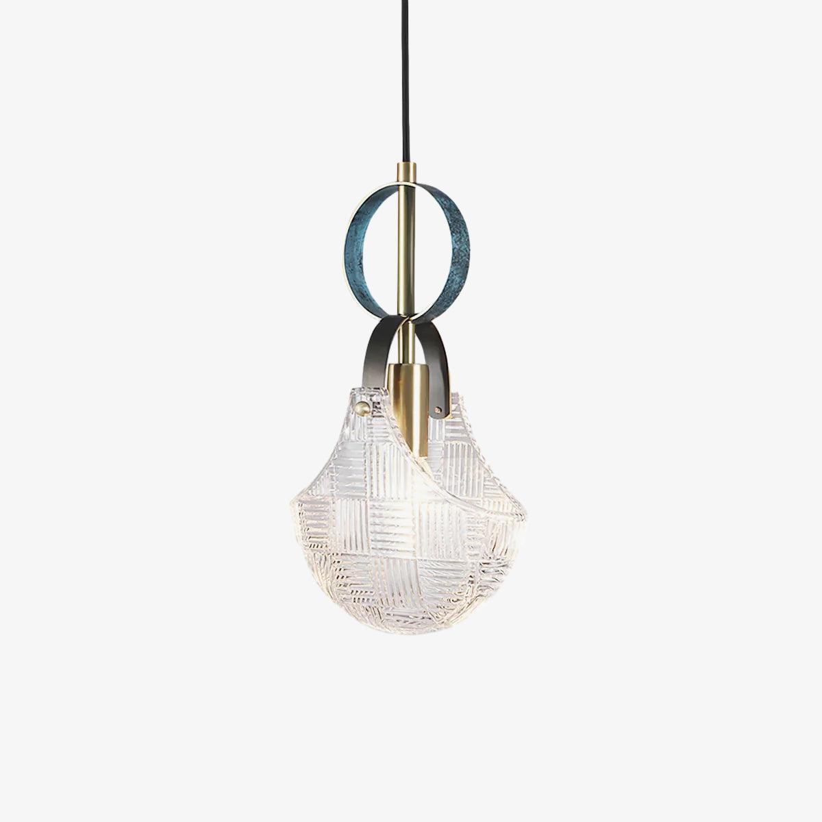 Eirerine Pendant Light Glass Brass Teal
