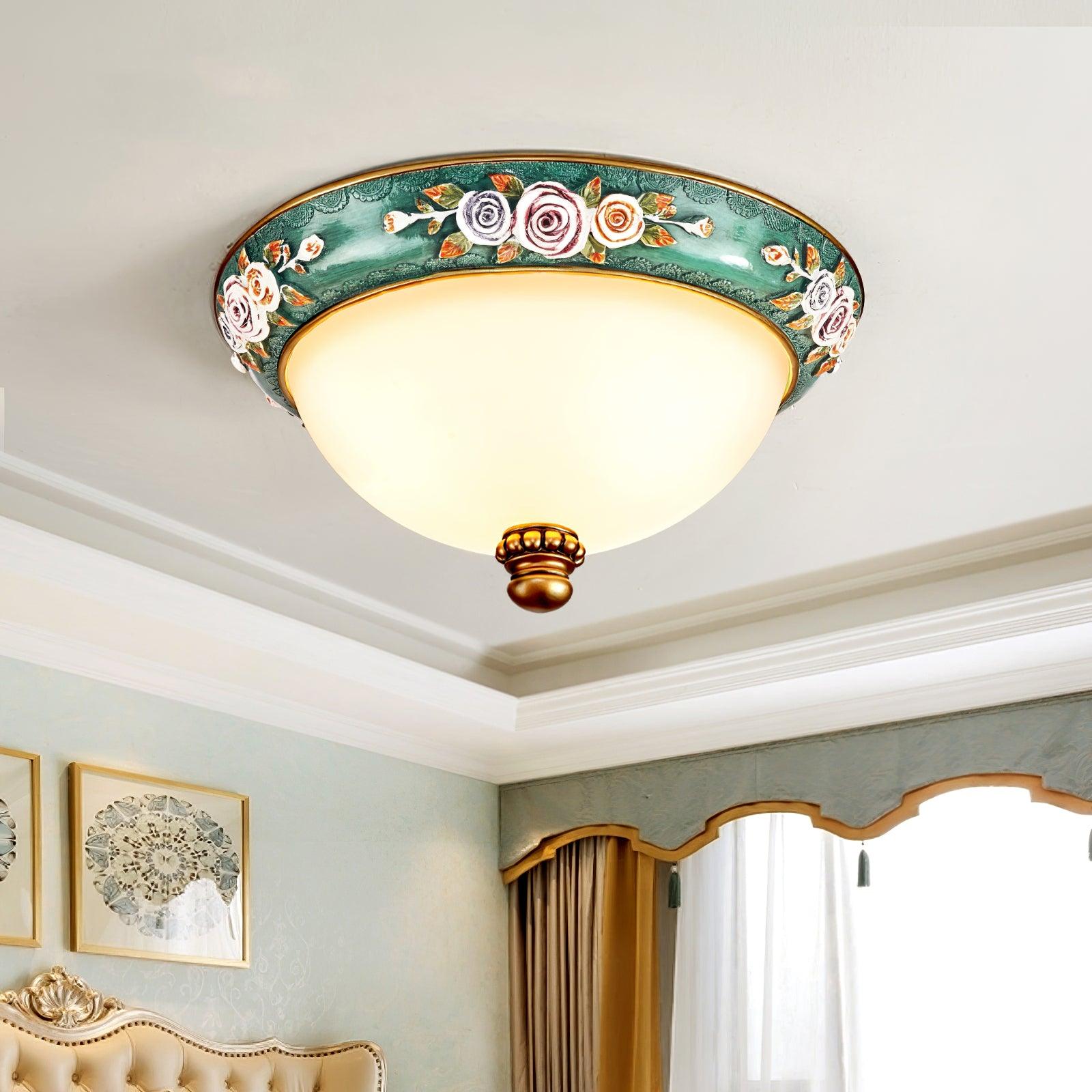 Cexora Pastoral Bowl Resin Glass Ceiling Light