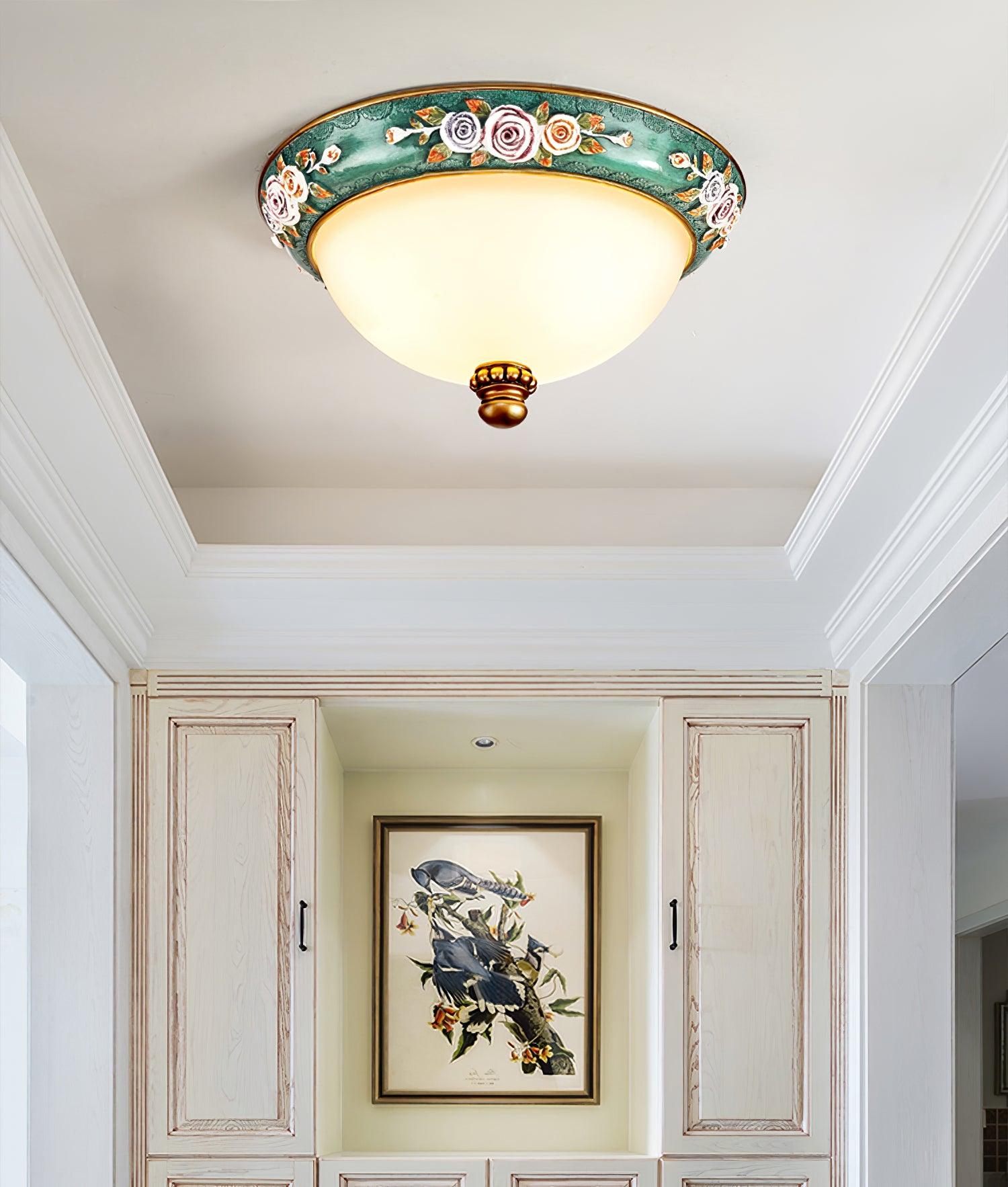 Cexora Pastoral Bowl Resin Glass Ceiling Light