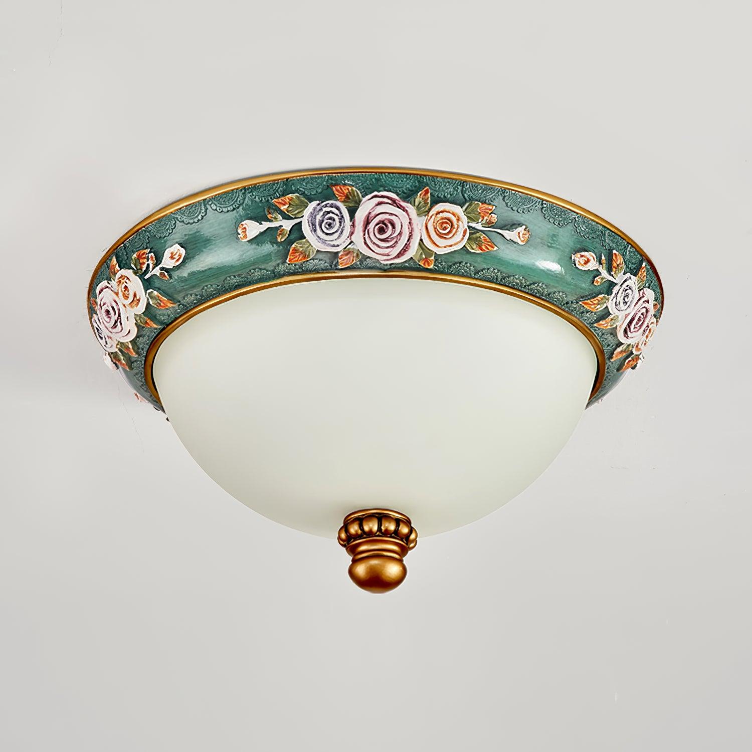 Cexora Pastoral Bowl Resin Glass Ceiling Light