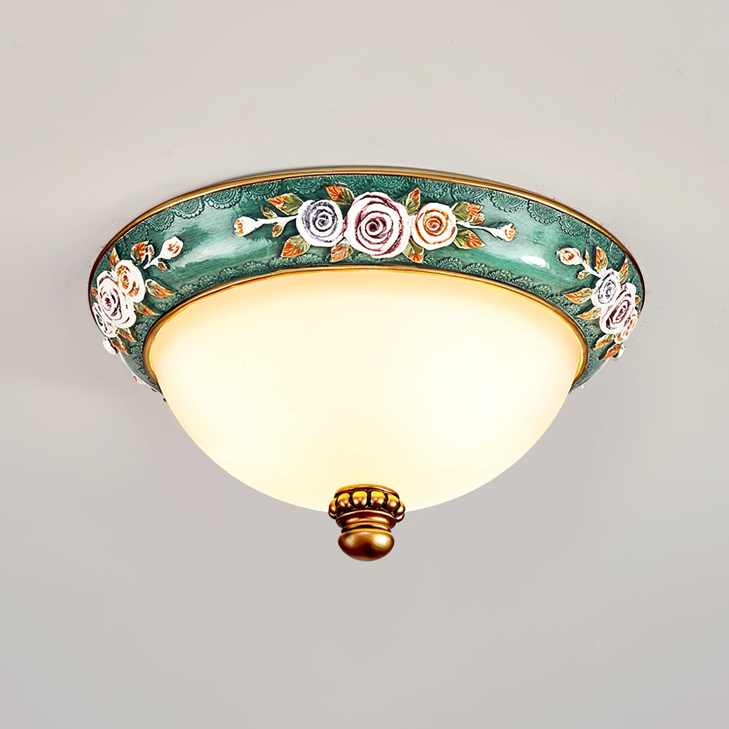 Cexora Pastoral Bowl Resin Glass Ceiling Light