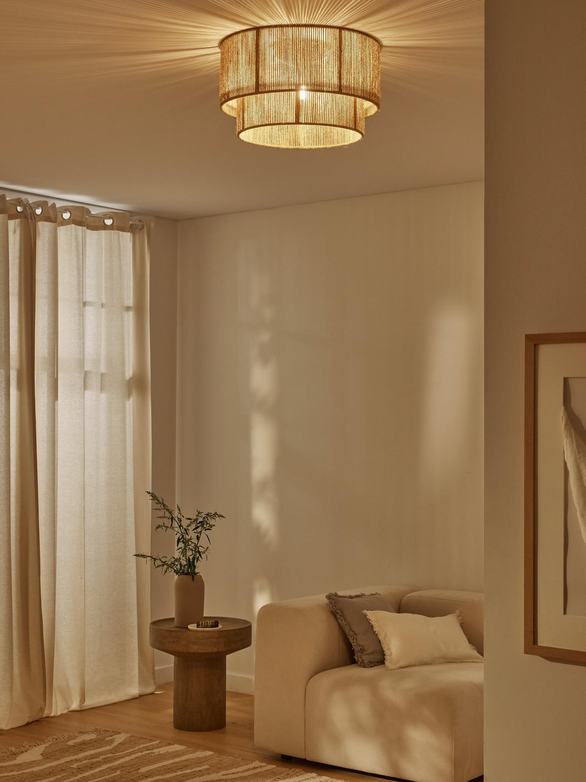 Casora Classic Art Natural Rope Ceiling Light