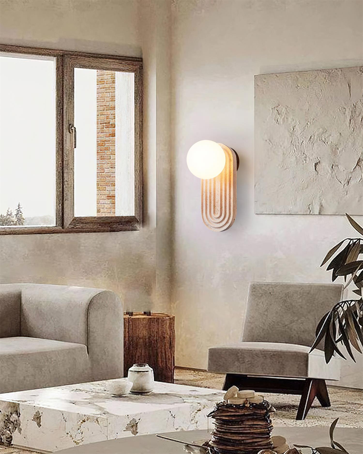 Pebivo Travertine Wall Lamp - Neutral Decor