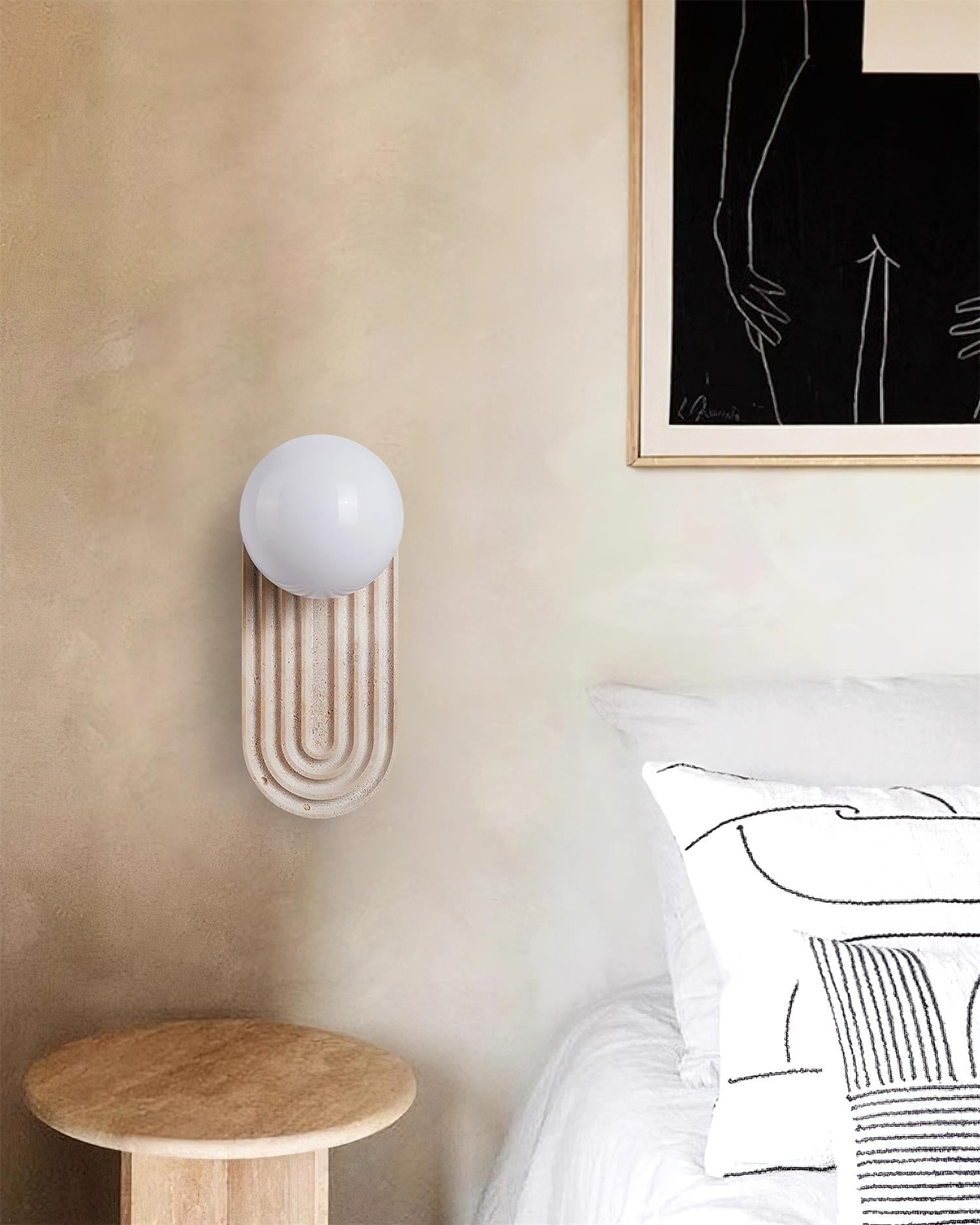 Pebivo Travertine Wall Lamp - Neutral Decor