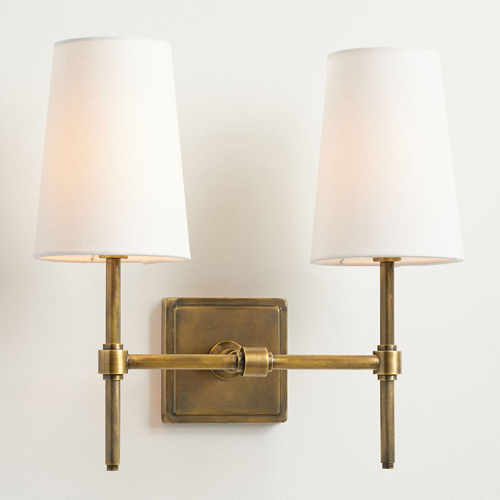 Vicarara Vintage Industrial Brass Fabric Wall Lamp - Neutral Decor