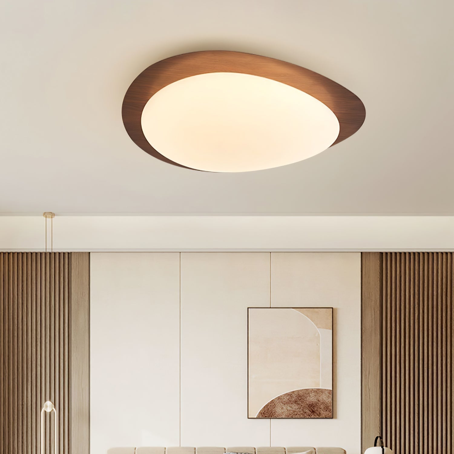Olivier Pebble Walnut Ceiling Light
