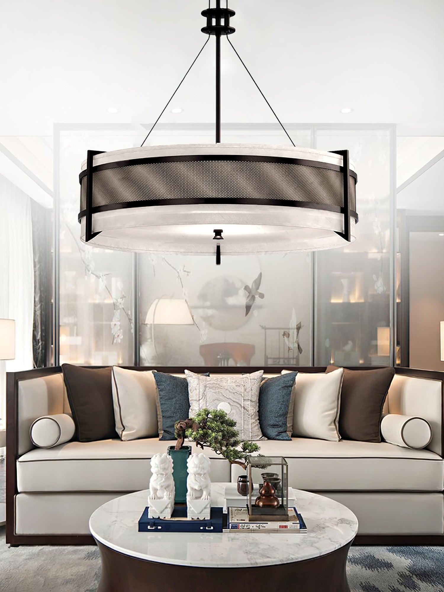 Rivanora Chandelier Pedesina Black Mesh LED