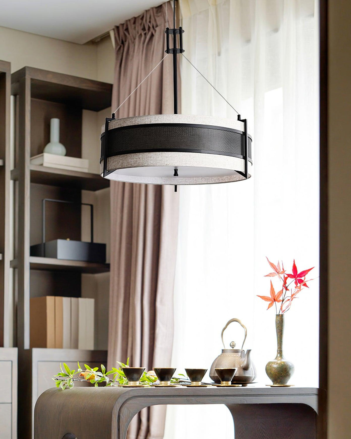 Rivanora Chandelier Pedesina Black Mesh LED