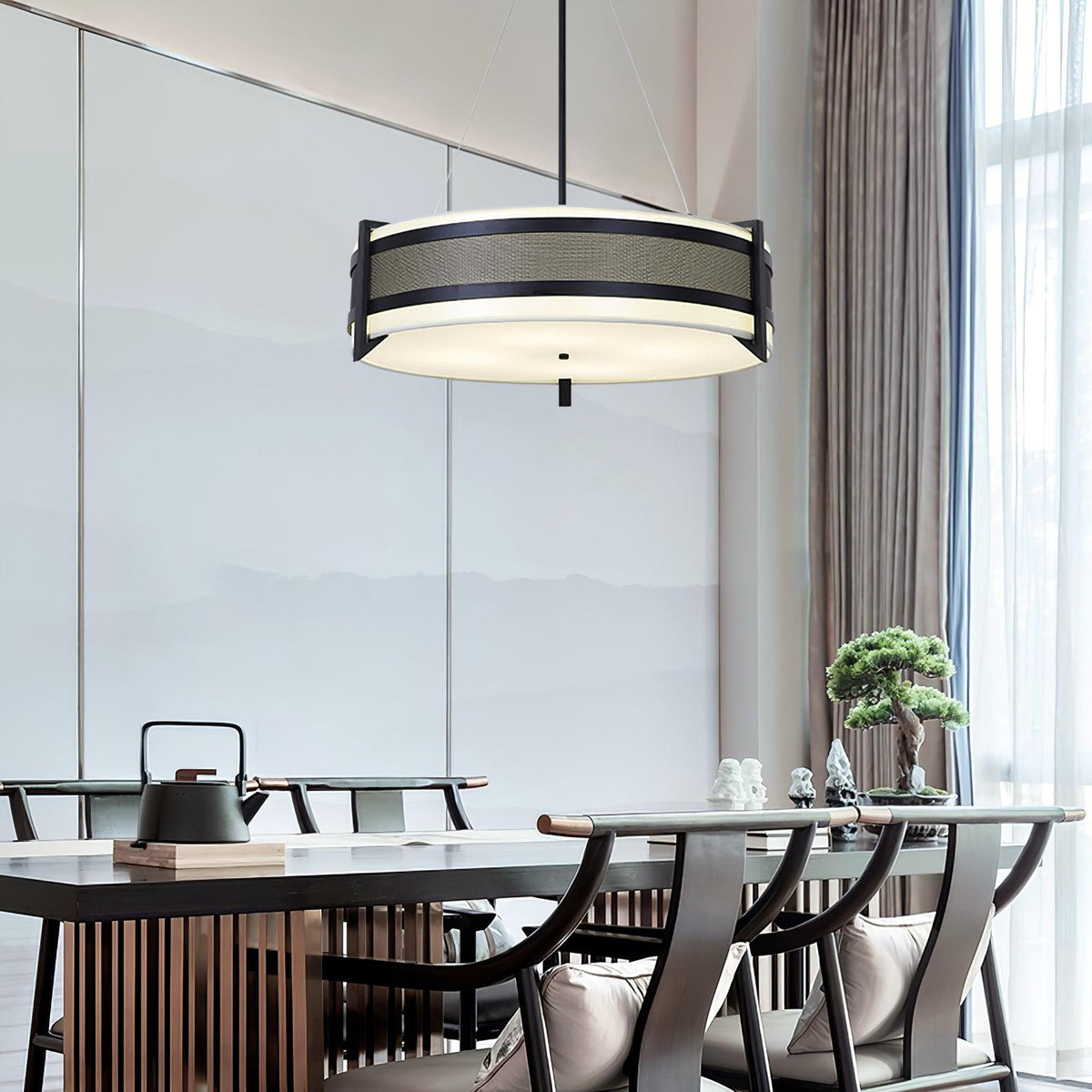 Rivanora Chandelier Pedesina Black Mesh LED