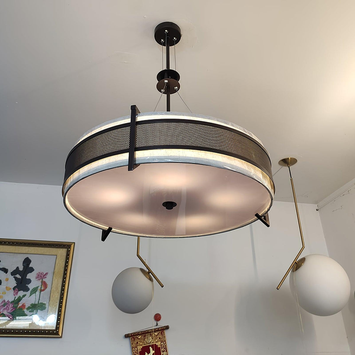 Rivanora Chandelier Pedesina Black Mesh LED
