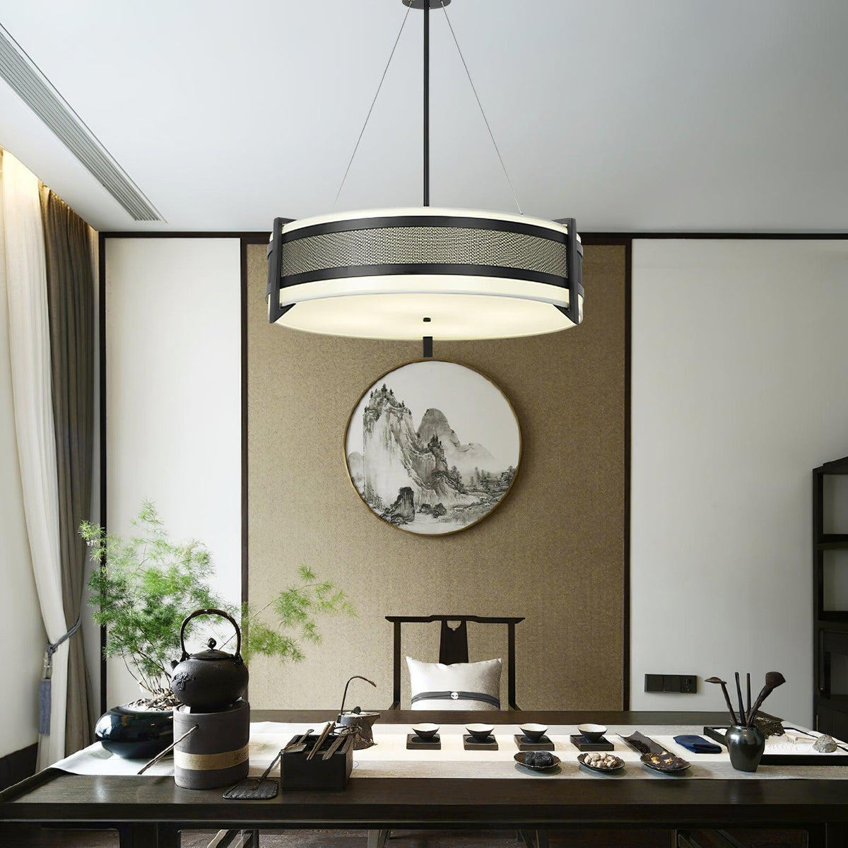 Rivanora Chandelier Pedesina Black Mesh LED