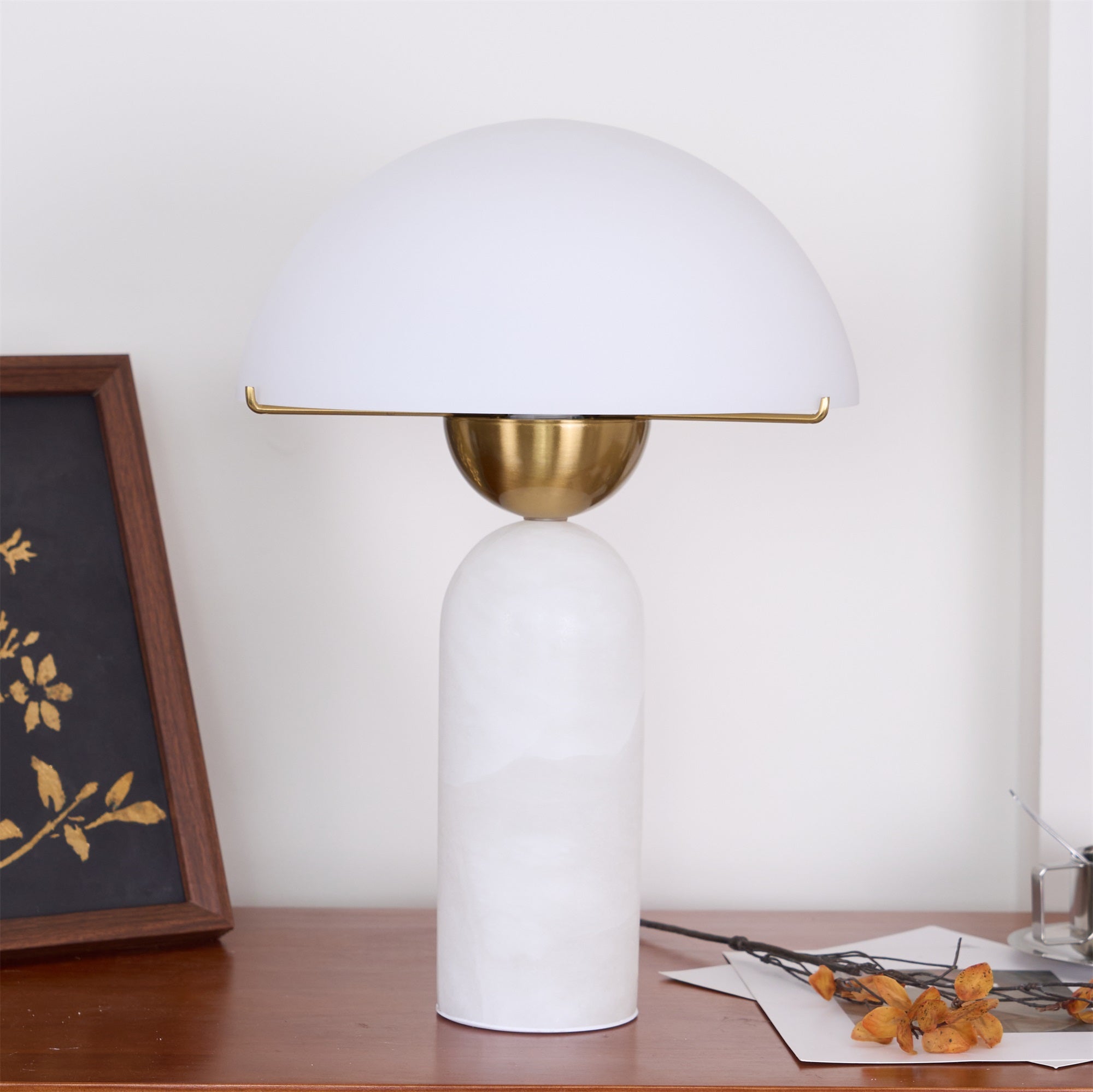 Veviniel Alabaster Table Lamp - Neutral Decor