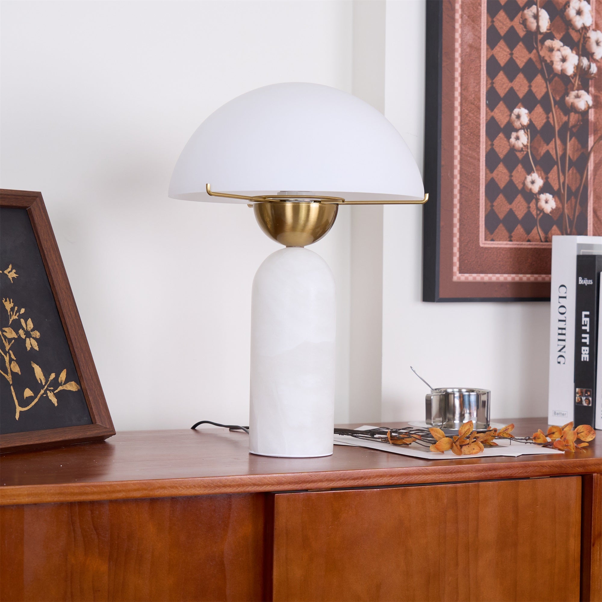 Veviniel Alabaster Table Lamp - Neutral Decor
