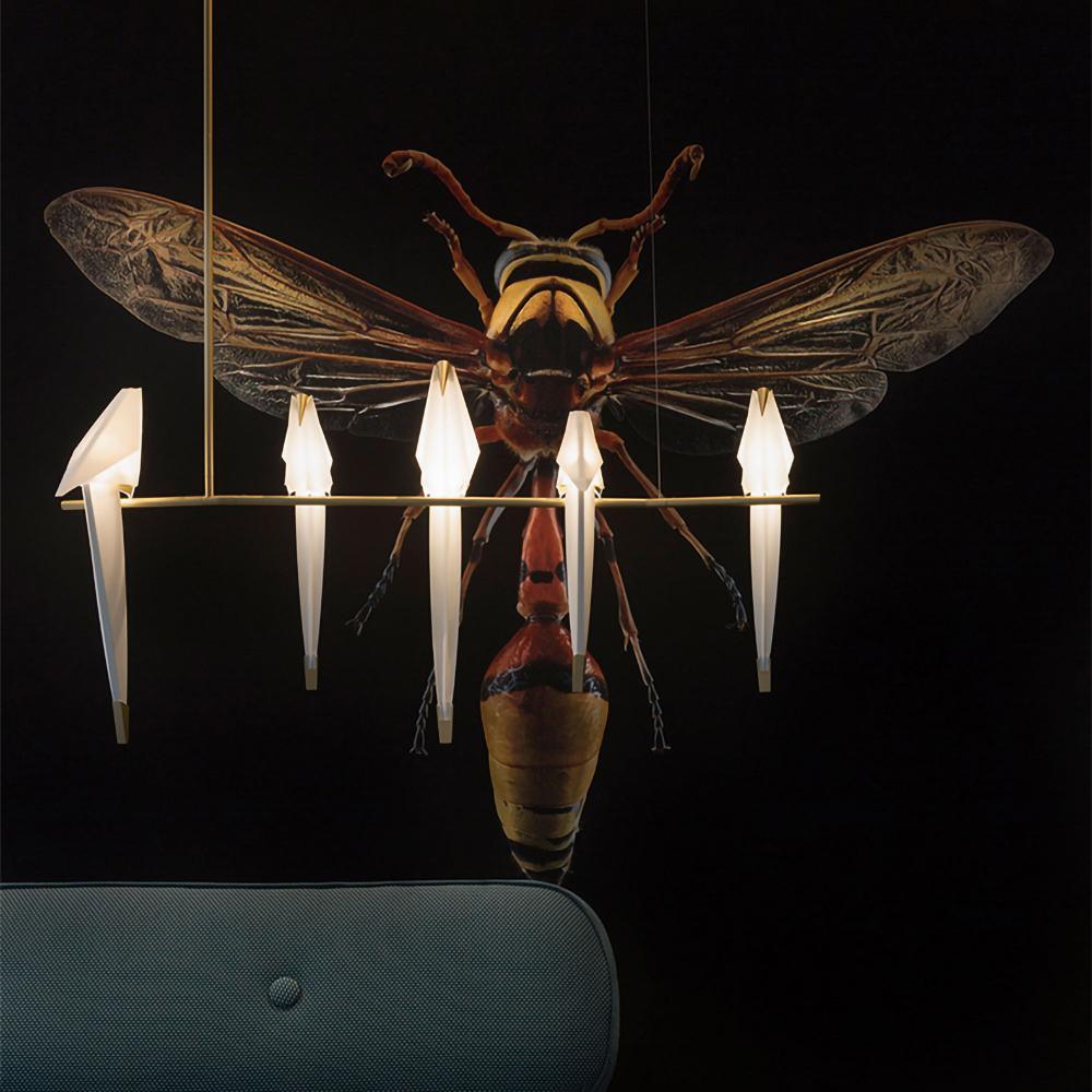 Lunuian Chandelier Paper Crane Bird Sculptural LED