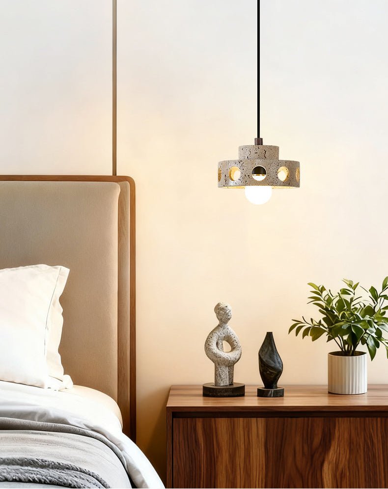 Bria Hollow Natural Yellow Travertine Pendant Lamp