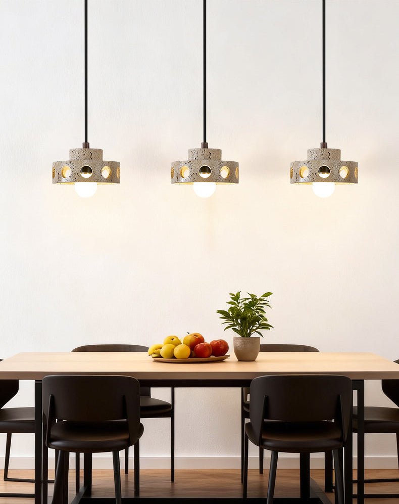 Bria Hollow Natural Yellow Travertine Pendant Lamp